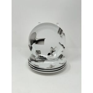Francis Ford Coppola Dessert Side Appetizer Plates 6.5” Set Of 4 Black White